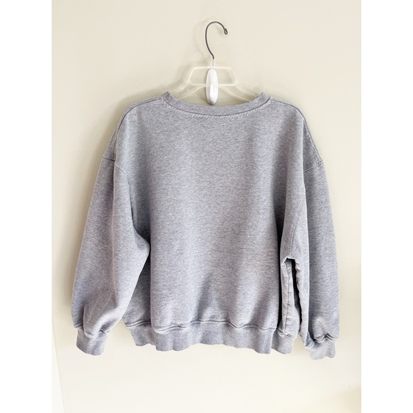 For Love & Lemons 🍋 gray Alex oversized embroidered sweatshirt sz L - Picture 5 of 11